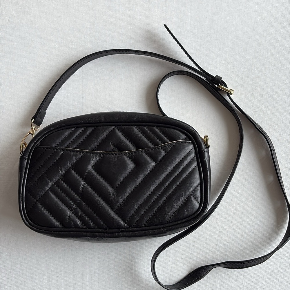 Simons Black Quilted Crossbody Bag